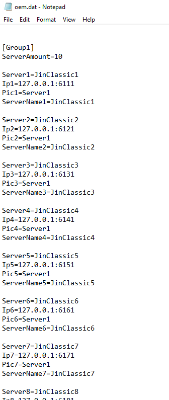Editing oem.dat for multiple servers